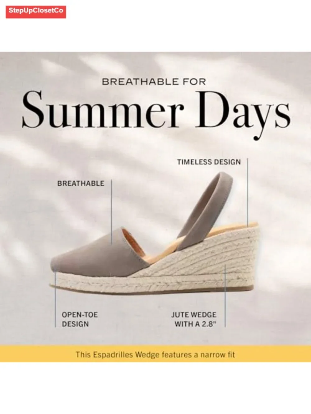 Espadrille Wedge Sandals, Soft Leather Peep Toe, Slip On Summer Shoes